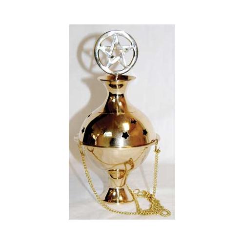 Pentagram Crowned Hanging Brass Censer