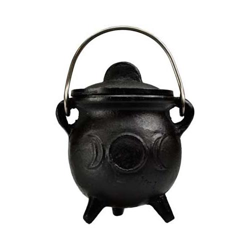 3" Triple Moon Cast Iron Cauldron W- Lid