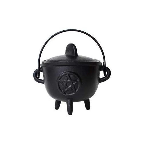 5" Cast Iron Cauldron W- Lid Pentagram