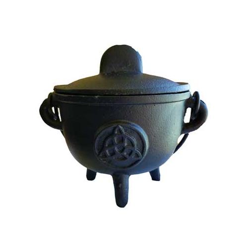 5" Cast Iron Cauldron W- Lid Triquetra
