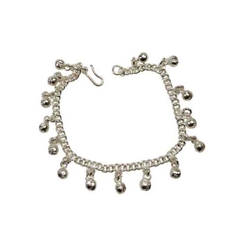 Silvertone Anklet W- Bells