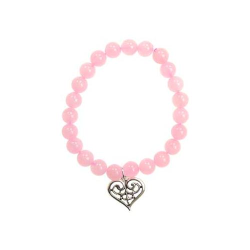 Rose Quartz Love Scroll Heart Silver