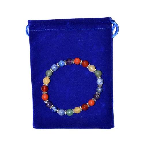 Chakra Gem Stone In Velvet Bag Bracelet