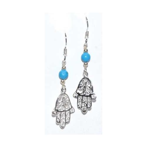 Fatima Hand Turquoise Earrings