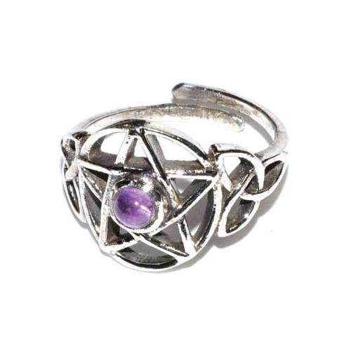Pentacle Amethyst Adjustable Ring