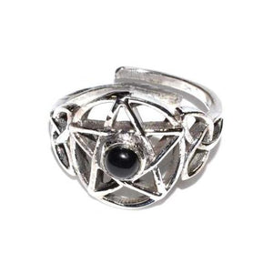 Pentacle Black Stone Adjustable Ring