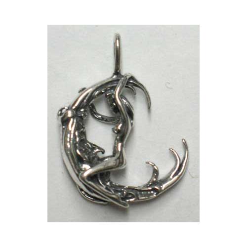 Woman Facing Moon Pendant