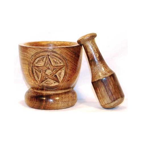 Wooden Pentagram Mortar And Pestle Set