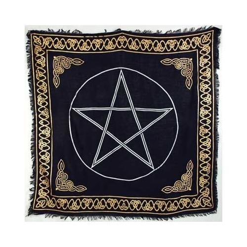 Gold Bordered Pentagram Altar Cloth 36" X 36"