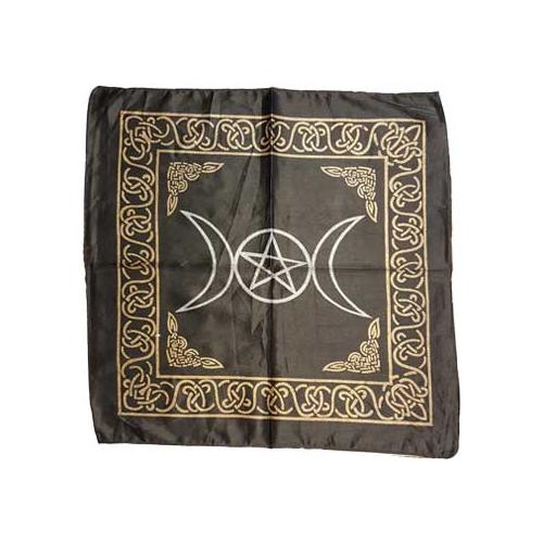 Black Triple Moon Pentagram Altar Cloth
