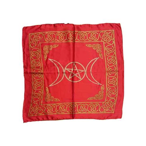 Red Triple Moon Pentagram Altar Cloth