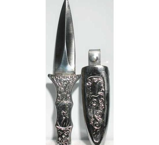 Engraved Silver Boot Athame