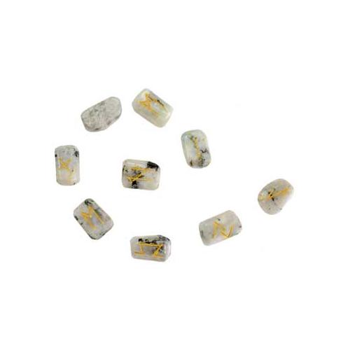 White Rainbow Moonstone Rune Set