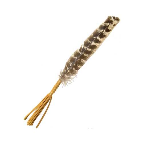 Leather Wrapped Smudging Feather 10"
