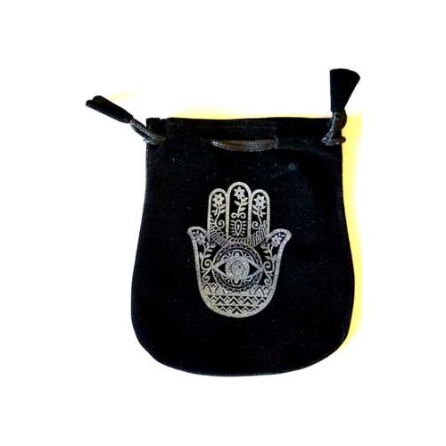 Hand Of Compassion Velveteen Black Bag  5"